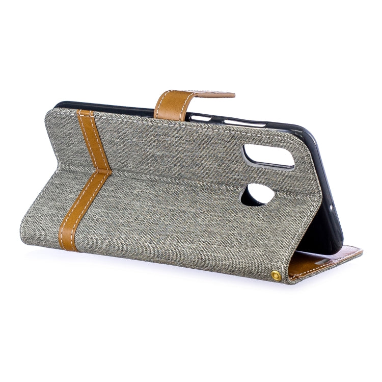Color Matching Denim Texture Leather Case for Galaxy A20 / A30, with Holder & Card Slots & Wallet & Lanyard