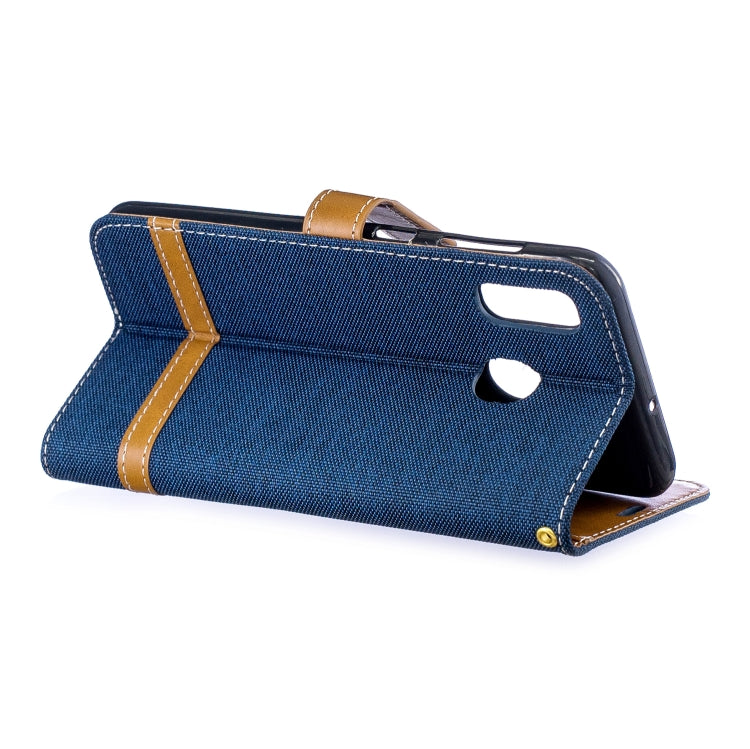 Color Matching Denim Texture Leather Case for Galaxy A20 / A30, with Holder & Card Slots & Wallet & Lanyard