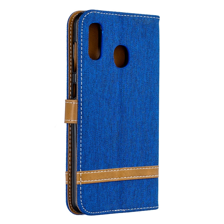 Color Matching Denim Texture Leather Case for Galaxy A20 / A30, with Holder & Card Slots & Wallet & Lanyard