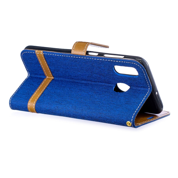 Color Matching Denim Texture Leather Case for Galaxy A20 / A30, with Holder & Card Slots & Wallet & Lanyard