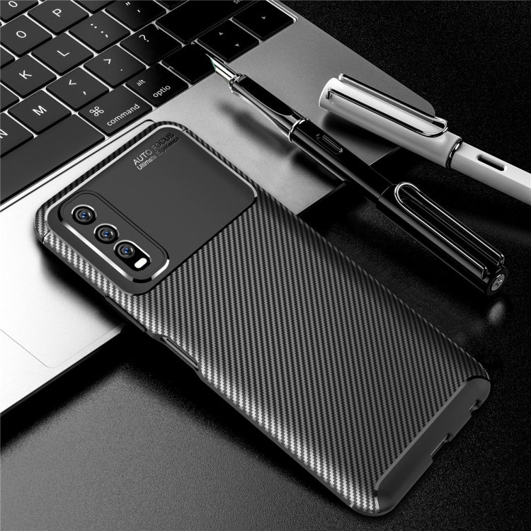 For vivo Y70s Carbon Fiber Texture Shockproof TPU Case