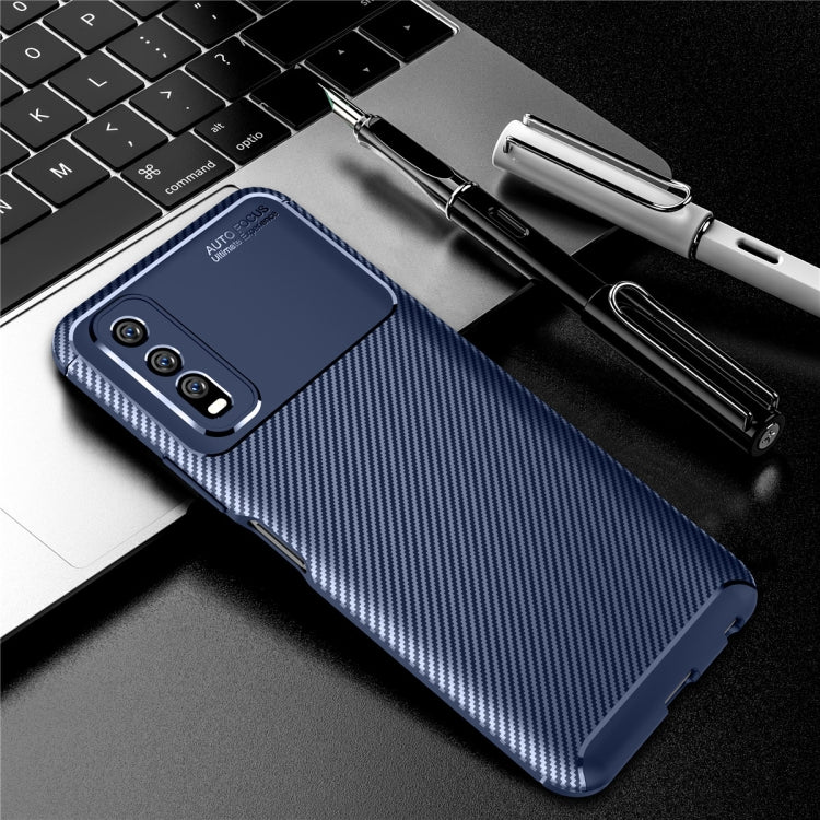 For vivo Y70s Carbon Fiber Texture Shockproof TPU Case