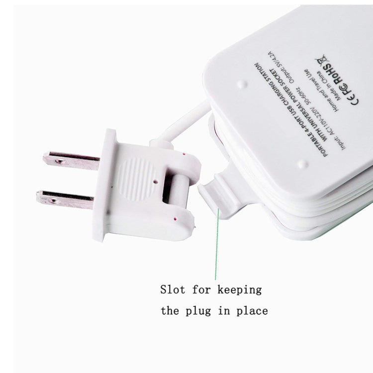 Portable 4-Port USB + 3-Hole International Universal Socket, Multi-Functional Row Plug American Standard Interface
