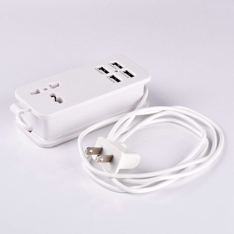 Portable 4-Port USB + 3-Hole International Universal Socket, Multi-Functional Row Plug American Standard Interface