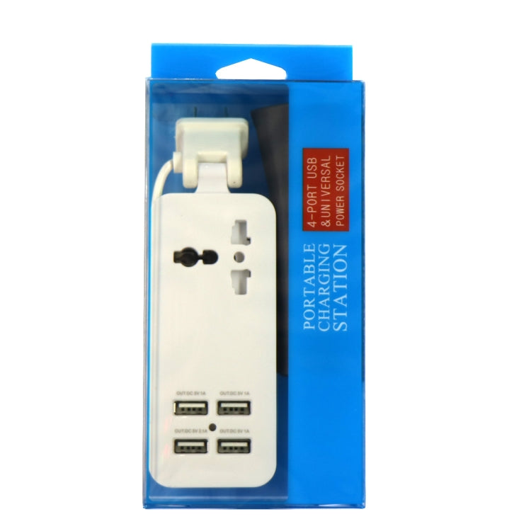 Portable 4-Port USB + 3-Hole International Universal Socket, Multi-Functional Row Plug American Standard Interface