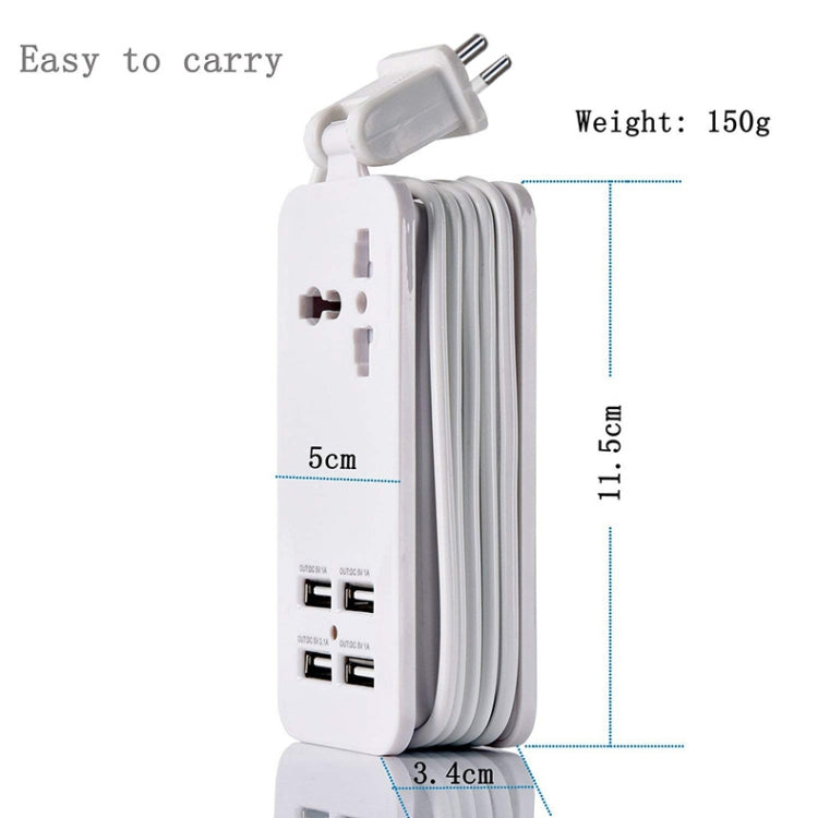 Portable 4-Port USB + 3-Hole International Universal Socket Multi-Functional Plug-in European Gauge