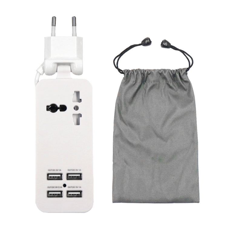 Portable 4-Port USB + 3-Hole International Universal Socket Multi-Functional Plug-in European Gauge