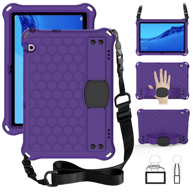 For Huawei MediaPad T5 10.1 Honeycomb Design EVA + PC Material Four Corner Anti Falling Flat Protective Shell With Strap