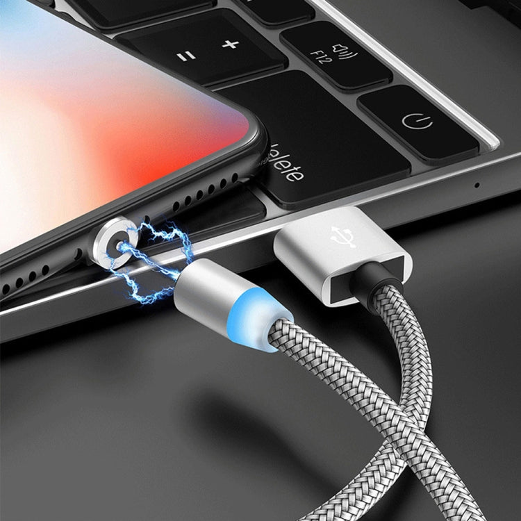 USB to Micro USB Magnetic Metal Connector Nylon Two-color Braided Magnetic Data Cable, Cable Length: 2m