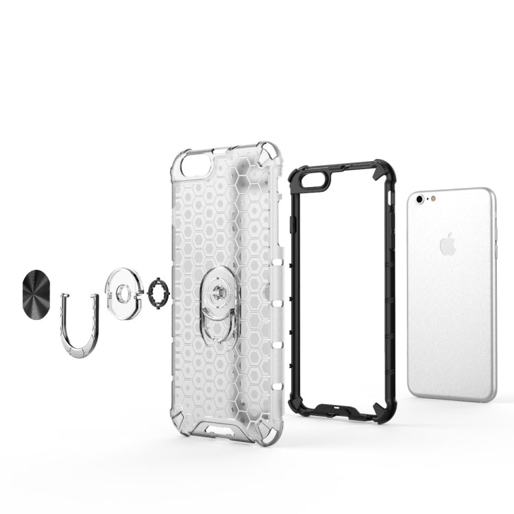 For iPhone 6 Plus & 6s Plus Shockproof Honeycomb PC + TPU Ring Holder Protection Case
