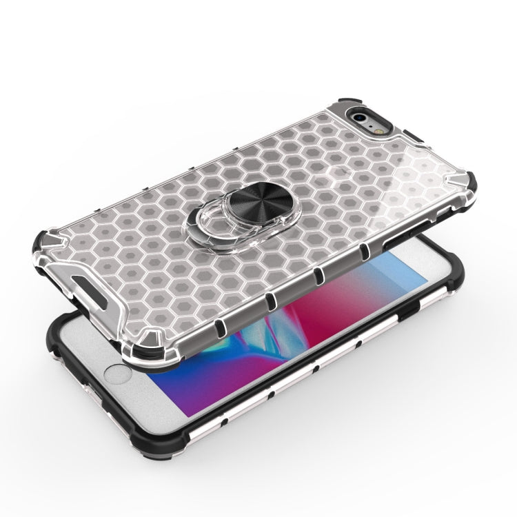 For iPhone 6 Plus & 6s Plus Shockproof Honeycomb PC + TPU Ring Holder Protection Case