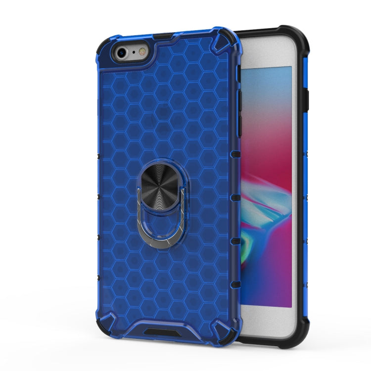 For iPhone 6 Plus & 6s Plus Shockproof Honeycomb PC + TPU Ring Holder Protection Case