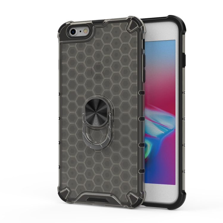 For iPhone 6 & 6S Shockproof Honeycomb PC + TPU Ring Holder Protection Case