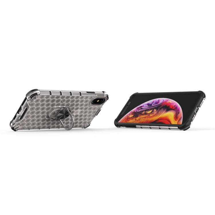 For iPhone XS MAX Shockproof Honeycomb PC + TPU Ring Holder Protection Case