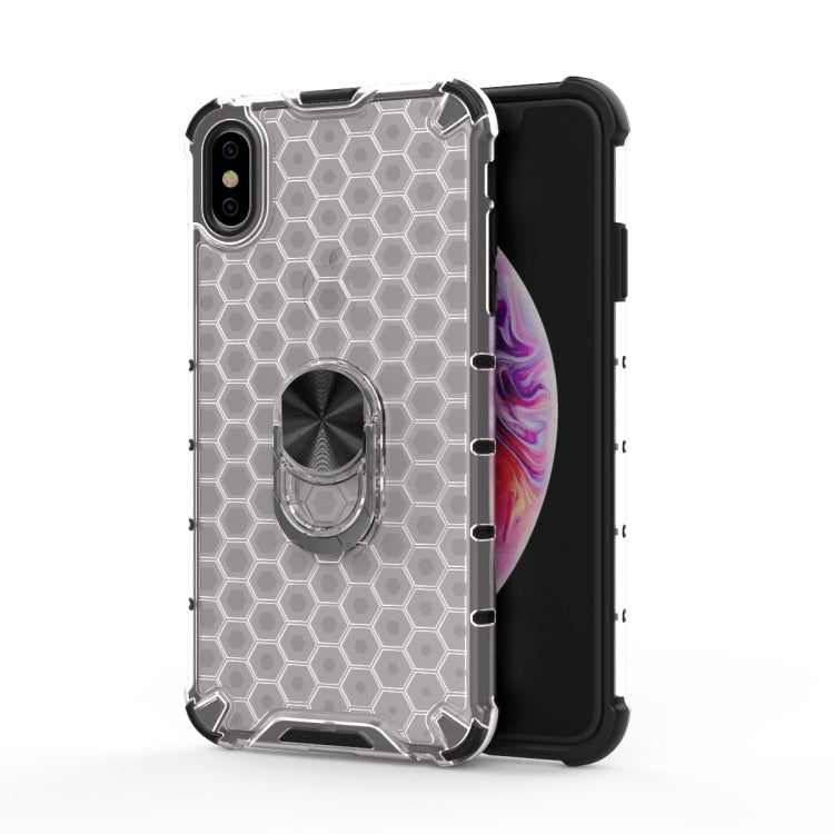 For iPhone XR Shockproof Honeycomb PC + TPU Ring Holder Protection Case