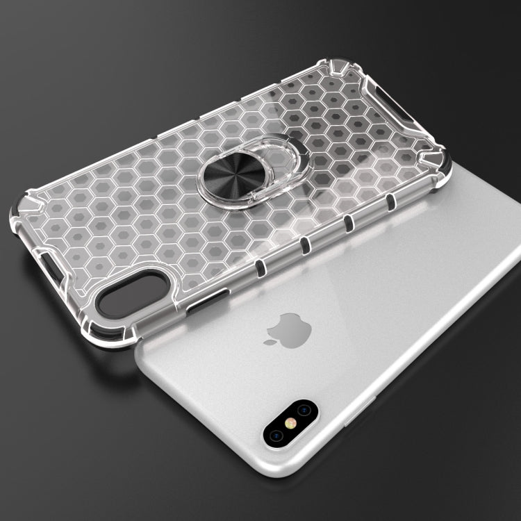 For iPhone XR Shockproof Honeycomb PC + TPU Ring Holder Protection Case