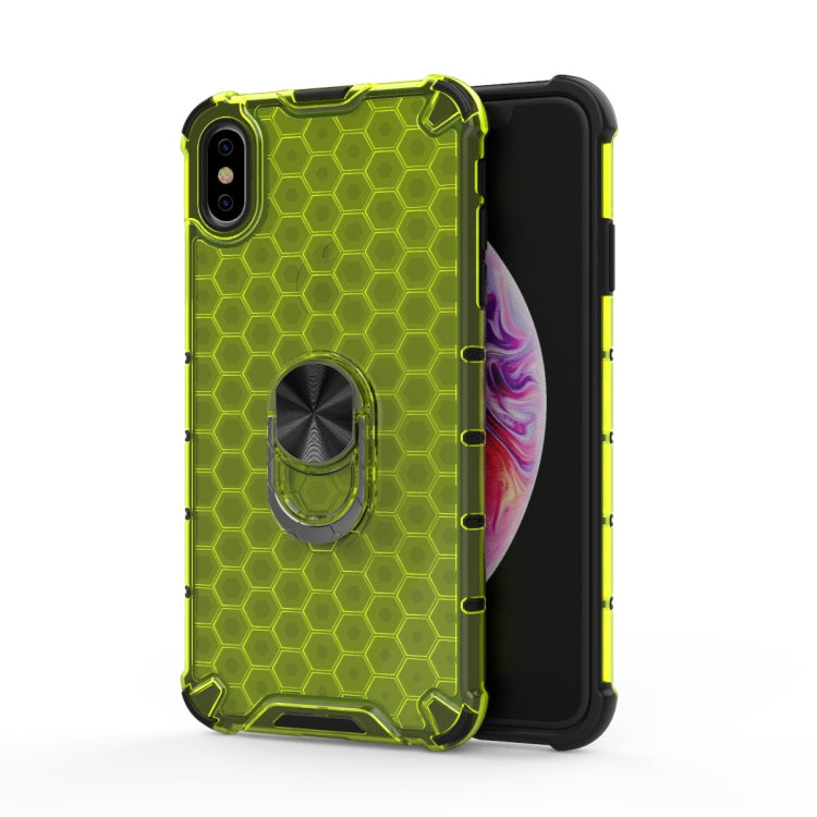 For iPhone XR Shockproof Honeycomb PC + TPU Ring Holder Protection Case