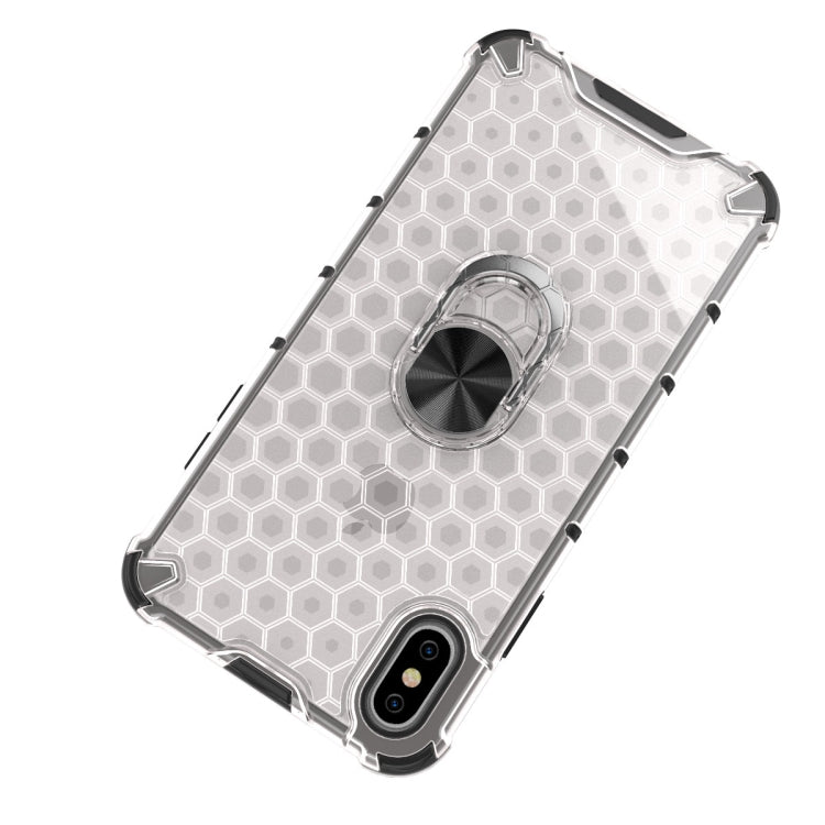 For iPhone XR Shockproof Honeycomb PC + TPU Ring Holder Protection Case