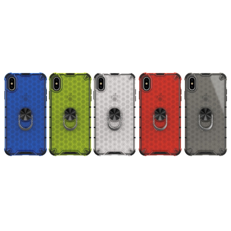 For iPhone X / XS Shockproof Honeycomb PC + TPU Ring Holder Protection Case