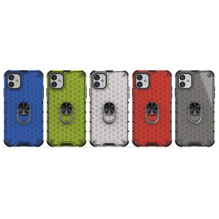 For iPhone 11 Pro Max Shockproof Honeycomb PC + TPU Ring Holder Protection Case