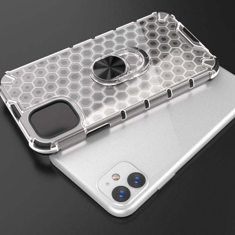 For iPhone 11 Pro Max Shockproof Honeycomb PC + TPU Ring Holder Protection Case