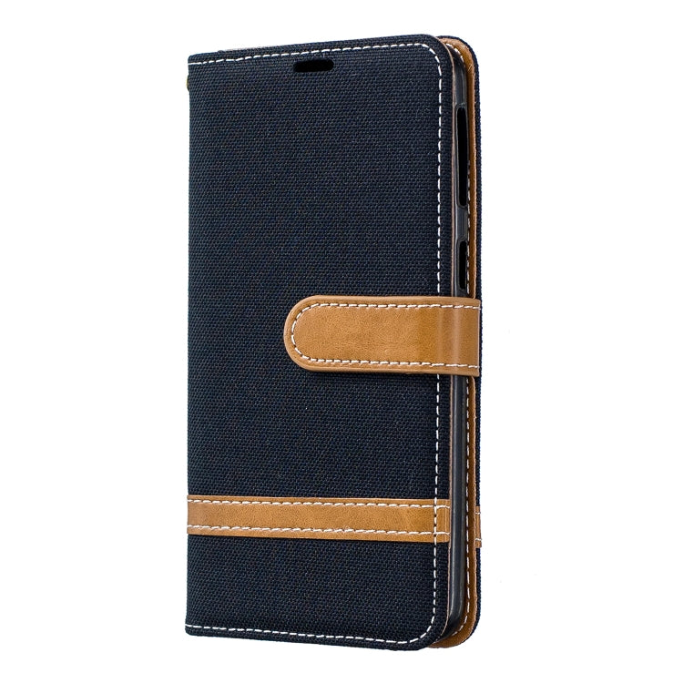 Color Matching Denim Texture Leather Case for Galaxy A40, with Holder & Card Slots & Wallet & Lanyard