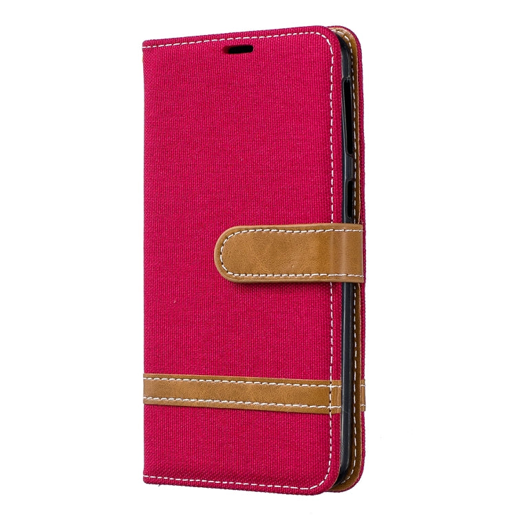 Color Matching Denim Texture Leather Case for Galaxy A40, with Holder & Card Slots & Wallet & Lanyard