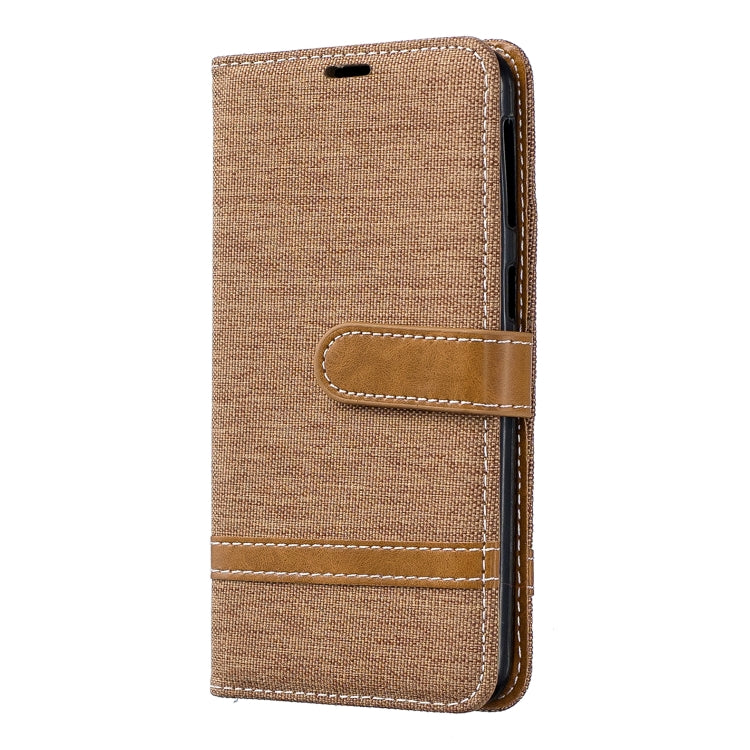 Color Matching Denim Texture Leather Case for Galaxy A40, with Holder & Card Slots & Wallet & Lanyard