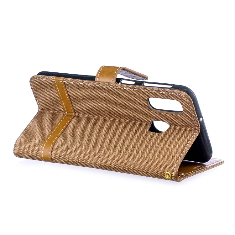 Color Matching Denim Texture Leather Case for Galaxy A40, with Holder & Card Slots & Wallet & Lanyard