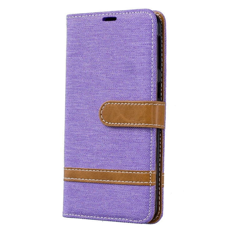 Color Matching Denim Texture Leather Case for Galaxy A40, with Holder & Card Slots & Wallet & Lanyard