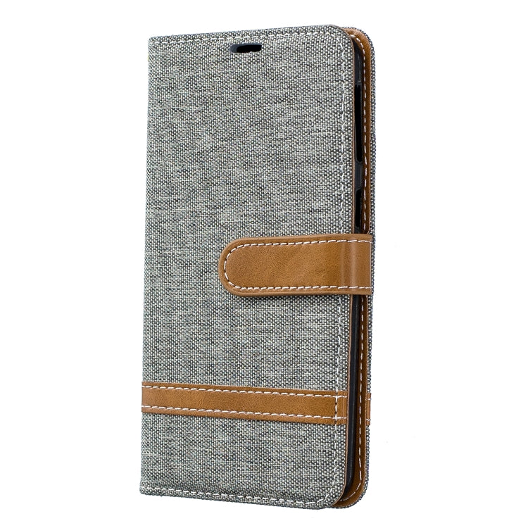 Color Matching Denim Texture Leather Case for Galaxy A40, with Holder & Card Slots & Wallet & Lanyard