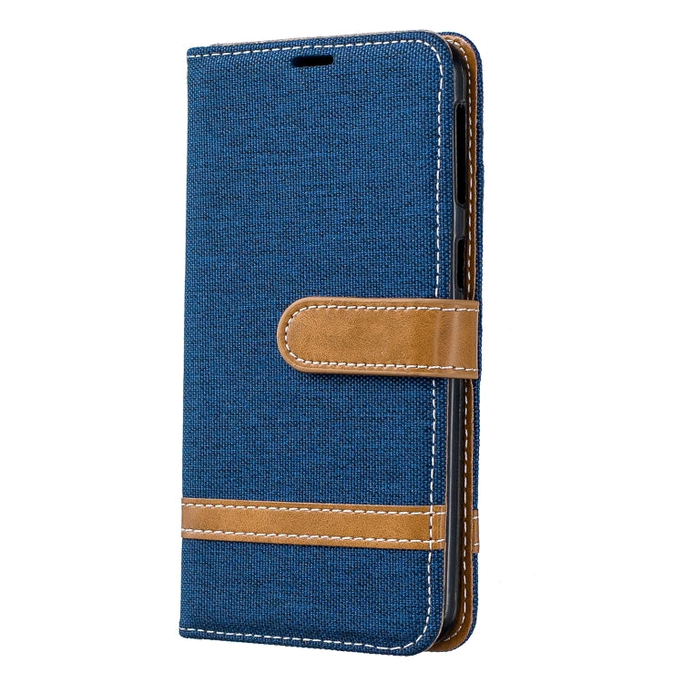 Color Matching Denim Texture Leather Case for Galaxy A40, with Holder & Card Slots & Wallet & Lanyard