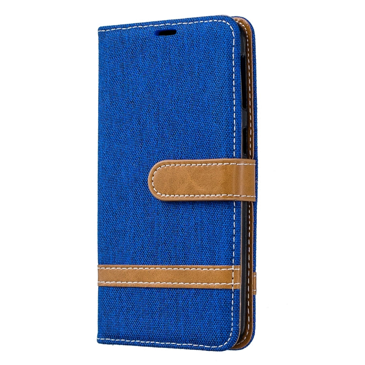 Color Matching Denim Texture Leather Case for Galaxy A40, with Holder & Card Slots & Wallet & Lanyard