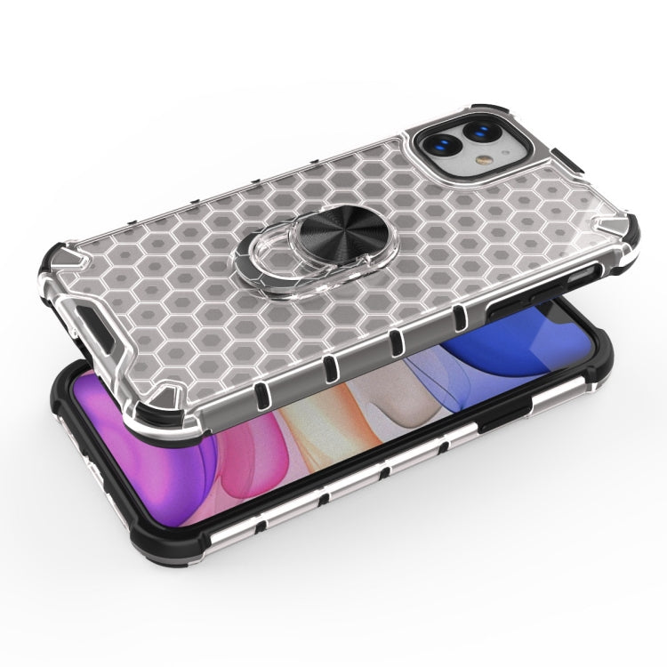 For iPhone 11 Pro Shockproof Honeycomb PC + TPU Ring Holder Protection Case