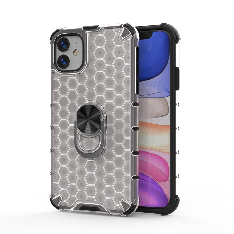 For iPhone 11 Pro Shockproof Honeycomb PC + TPU Ring Holder Protection Case