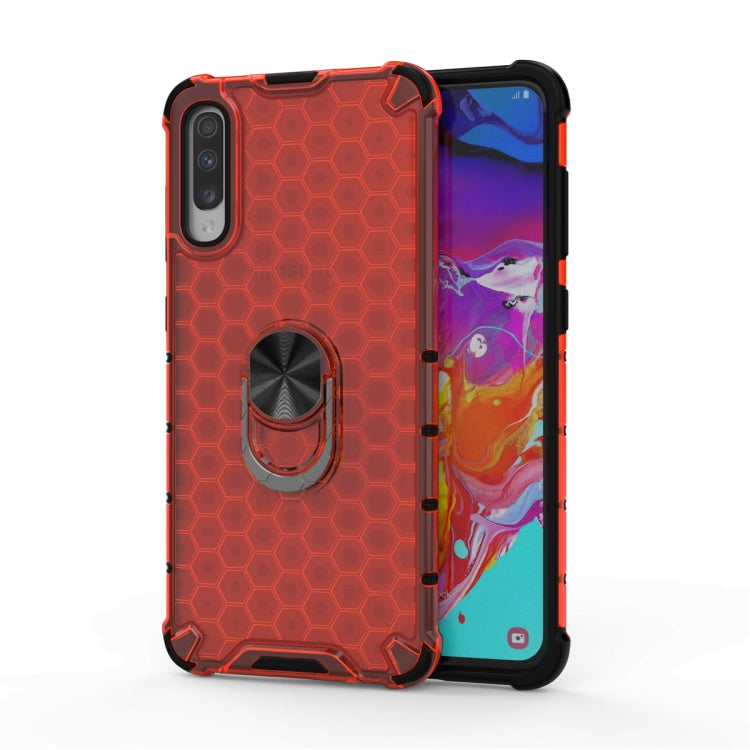 For Samsung Galaxy A30 Shockproof Honeycomb PC + TPU Ring Holder Protection Case