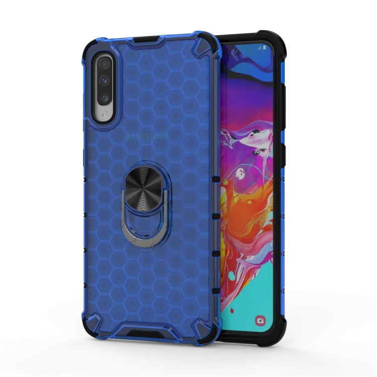 For Samsung Galaxy A30 Shockproof Honeycomb PC + TPU Ring Holder Protection Case