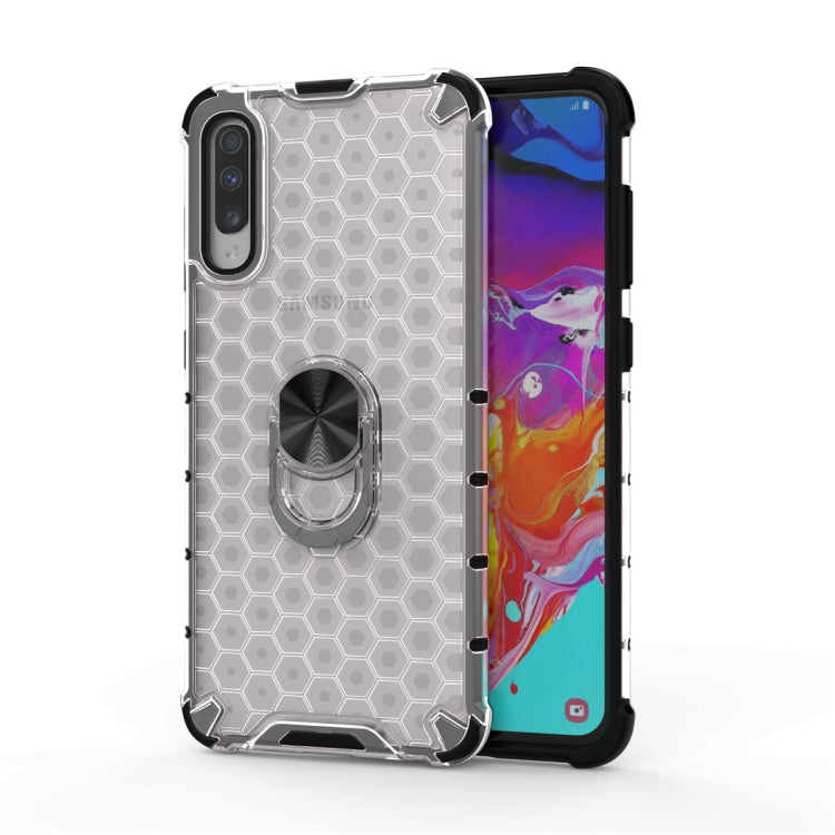 For Samsung Galaxy A30 Shockproof Honeycomb PC + TPU Ring Holder Protection Case