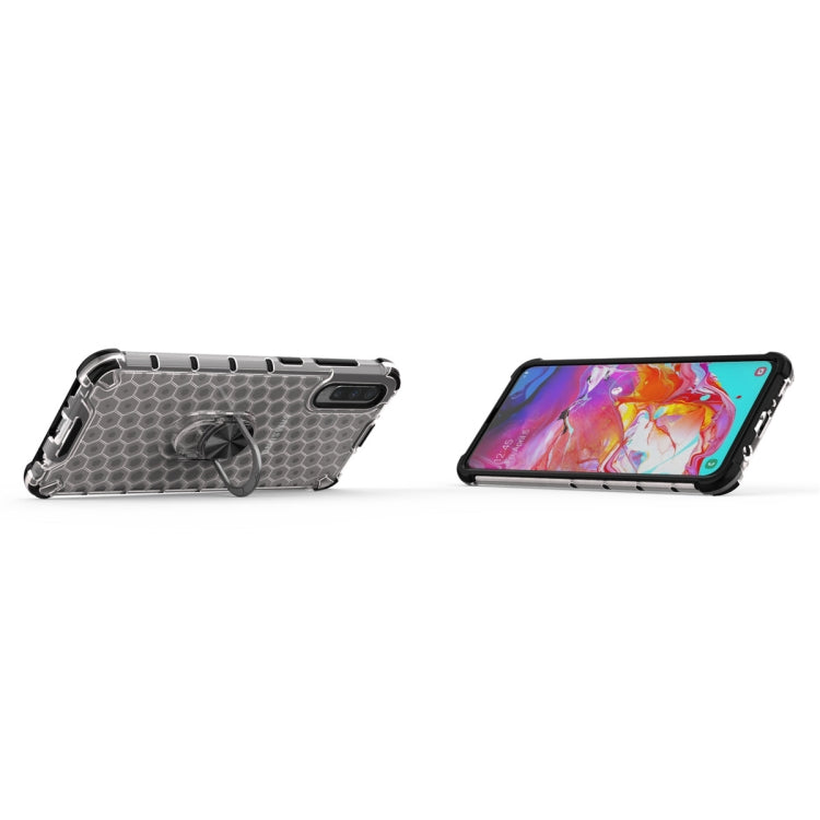 For Samsung Galaxy A30 Shockproof Honeycomb PC + TPU Ring Holder Protection Case