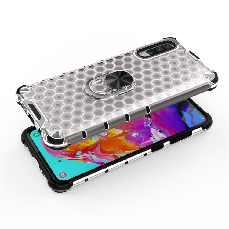 For Samsung Galaxy A50 Shockproof Honeycomb PC + TPU Ring Holder Protection Case