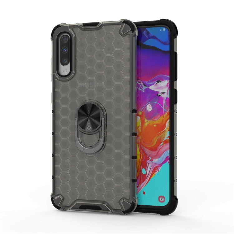 For Samsung Galaxy A50 Shockproof Honeycomb PC + TPU Ring Holder Protection Case
