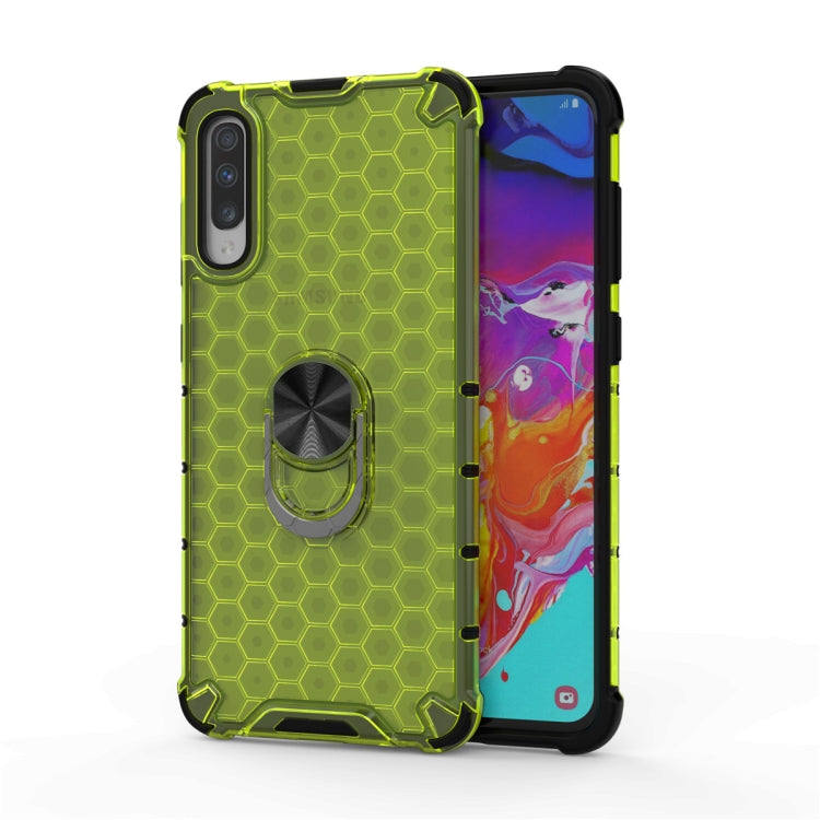 For Samsung Galaxy A20 Shockproof Honeycomb PC + TPU Ring Holder Protection Case