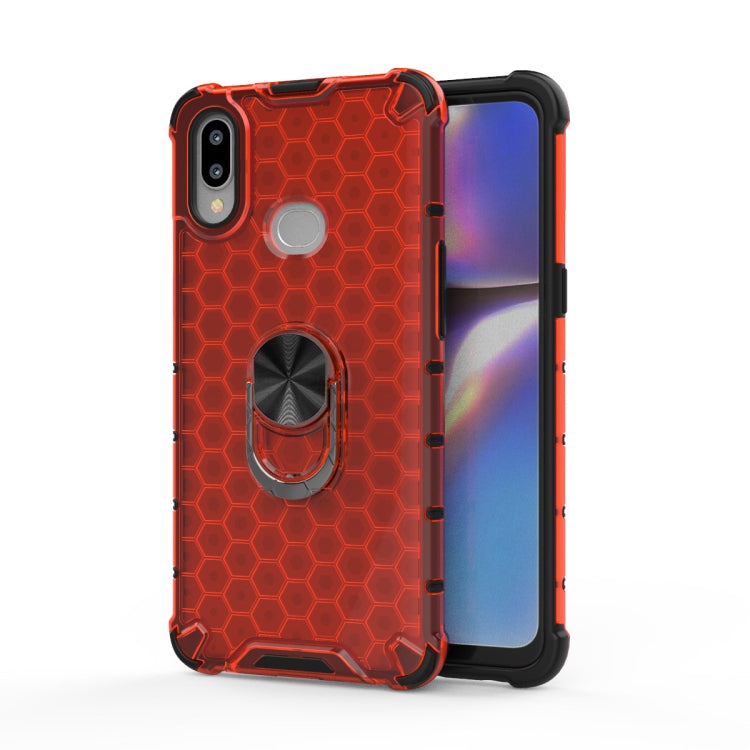 For Samsung Galaxy A20S Shockproof Honeycomb PC + TPU Ring Holder Protection Case