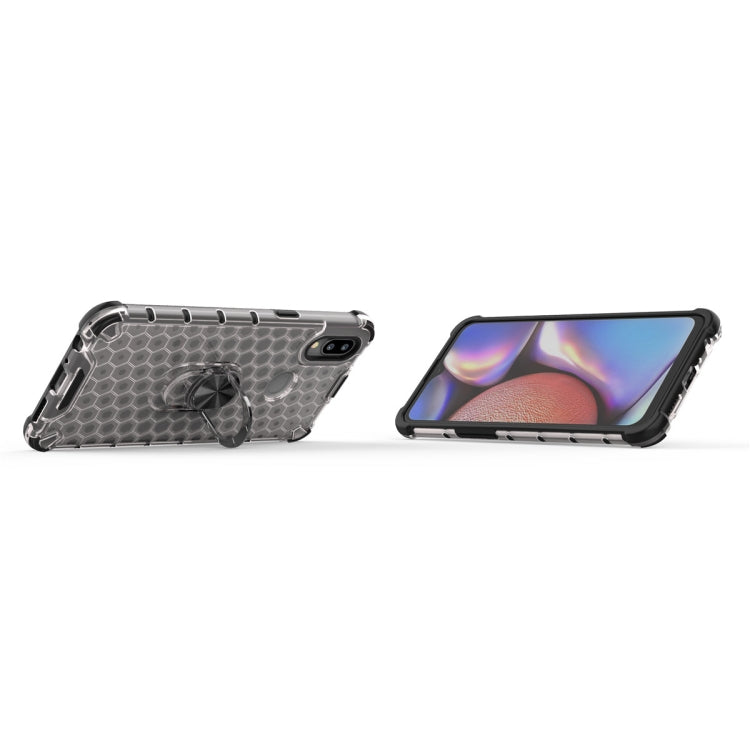 For Samsung Galaxy A20S Shockproof Honeycomb PC + TPU Ring Holder Protection Case