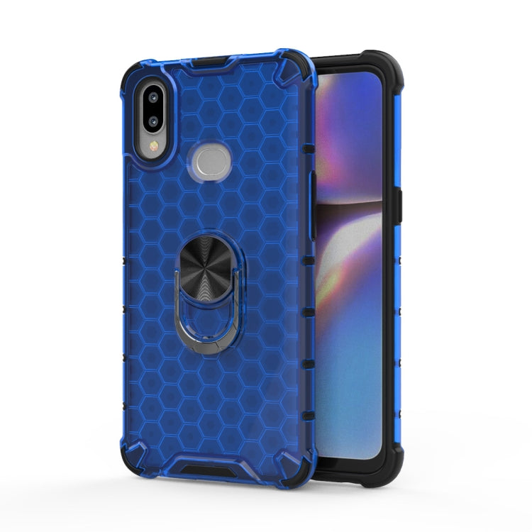 For Samsung Galaxy A20S Shockproof Honeycomb PC + TPU Ring Holder Protection Case
