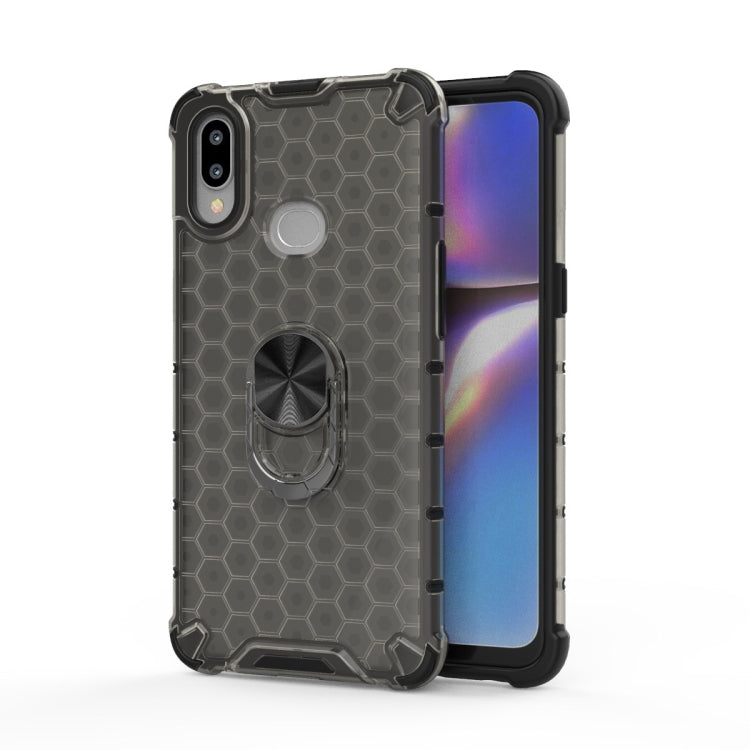 For Samsung Galaxy A20S Shockproof Honeycomb PC + TPU Ring Holder Protection Case