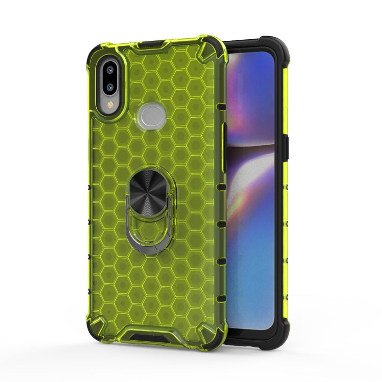 For Samsung Galaxy A10 Shockproof Honeycomb PC + TPU Ring Holder Protection Case