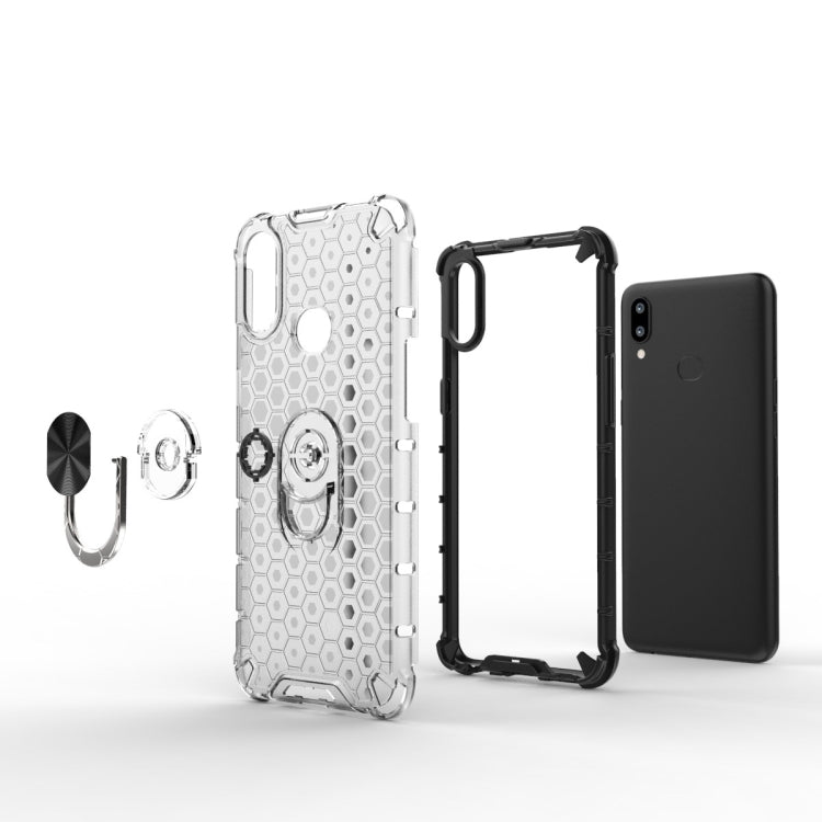 For Samsung Galaxy A10 Shockproof Honeycomb PC + TPU Ring Holder Protection Case