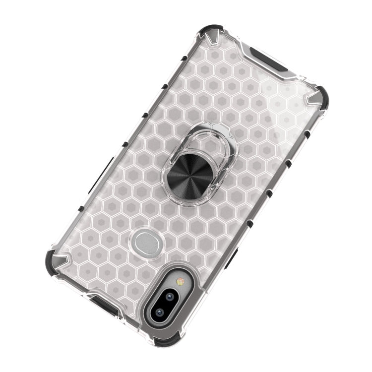 For Samsung Galaxy A10S Shockproof Honeycomb PC + TPU Ring Holder Protection Case