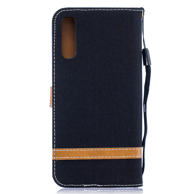 Color Matching Denim Texture Leather Case for  Galaxy  A50, with Holder & Card Slots & Wallet & Lanyard